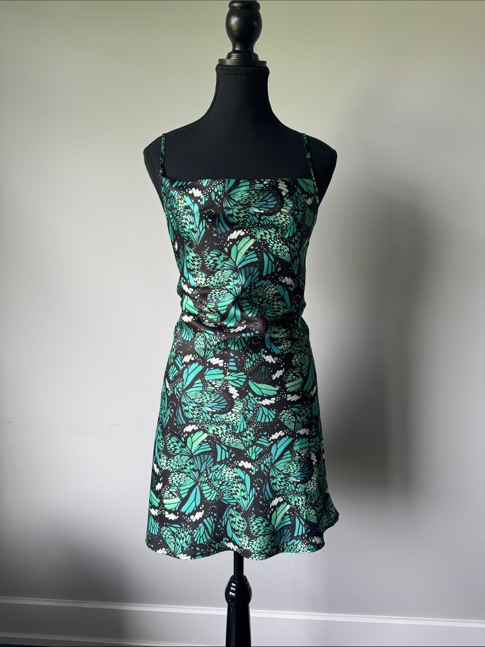 Sleeveless Black & Teal Floral-Print Sundress